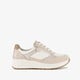 Suede dames sneakers beige wit