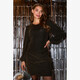 Dames party jurk zwart met gouden shimmer