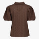 Dames broderie blouse met korte mouwen bruin