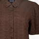 Dames broderie blouse met korte mouwen bruin