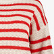 Gebreide dames trui met strepen wit rood
