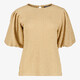 Dames top met pofmouwen beige