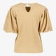 Dames top met pofmouwen beige