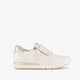 Comfort leren dames sneakers wit goud