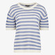 Gebreid dames T-shirt met strepen blauw wit