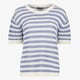 Gebreid dames T-shirt met strepen blauw wit