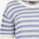 Gebreid dames T-shirt met strepen blauw wit
