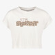 Osaga cropped meisjes sport T-shirt met tekstopdruk wit