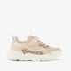 Meisjes sneakers met panterprint details beige goud