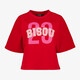 Dames cropped top rood met opdruk