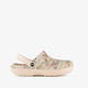 Dames klompen met bloemenprint beige