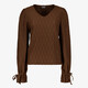 Dames top met strikkoortjes bruin