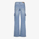 Dames cargo jeans mediumblauw