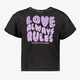 Meisjes Acid Wash T-shirt met backprint zwart