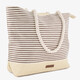 Strandtas gestreept beige