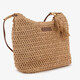 Gevlochten dames schoudertas beige