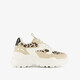 Meisjes dad sneakers met panterprint details beige