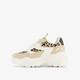 Meisjes dad sneakers met panterprint details beige