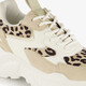 Meisjes dad sneakers met panterprint details beige