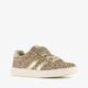 Meisjes sneakers met panterprint en glitters beige goud