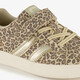 Meisjes sneakers met panterprint en glitters beige goud