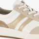 Leren dames sneakers wit beige