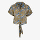 Dames blouse met knoopdetail blauw bruin