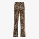 Dames wide leg broek met bies en panterprint