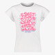 Name It meisjes T-shirt met roze tekstopdruk wit