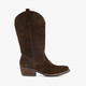 Suède dames cowboylaarzen chocoladebruin