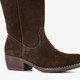Suède dames cowboylaarzen chocoladebruin