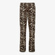 Dames wide leg broek met panterprint bruin