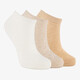 3 paar dames sneakersokken luipaardprint beige wit