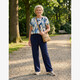 Dames T-shirt met grafische print blauw beige