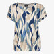 Dames T-shirt met grafische print blauw beige