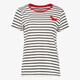 Gestreepte dames T-shirt wit blauw