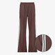 Dames wide leg broek met bies bruin