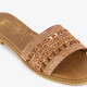 Dames slippers met gevlochten band bruin