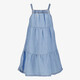 Meisjes denim jurk met madeliefjes