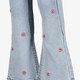 Meisjes flared jeans met geborduurde bloemen