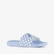 Kinder badslippers met print en smiley blauw