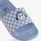 Kinder badslippers met print en smiley blauw