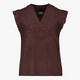 Mouwloze dames blouse met borduursels bruin