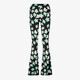 Flared dames broek met bloemenprint groen wit