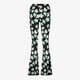 Flared dames broek met bloemenprint groen wit