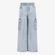 Wide leg meisjes cargo jeans lichtblauw