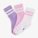 3 paar kindersokken met streepjes roze paars