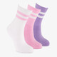 3 paar kindersokken met streepjes roze paars