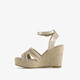 Dames espadrilles met jute en sleehak beige