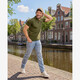 Heren polo met rits groen